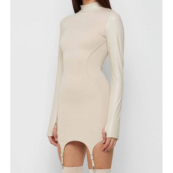 GORGEOUS VEGAN LEATHER SUSPENDER DRESS!!! - Picture 6 of 7